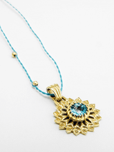 Load image into Gallery viewer, Throat Chakra with Topaz Pendant - Gold